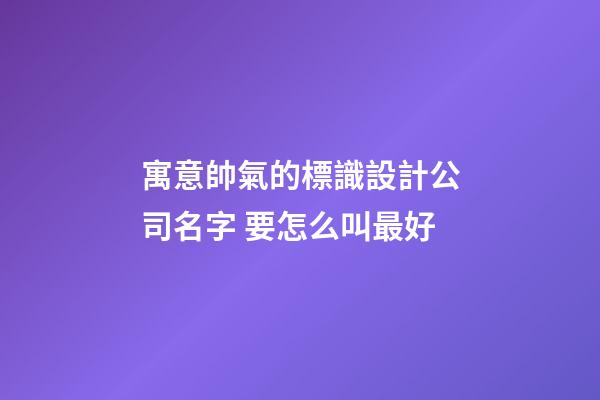 寓意帥氣的標識設計公司名字 要怎么叫最好-第1張-公司起名-玄機派